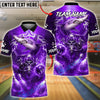BlueJose Bowling & Pins Shark & Scuba Skull Electric Ocean Graphic Customized Name, Team Name 3D Shirt (6 Colors)