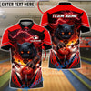 BlueJose Bowling & Pins Black Panther Power Smash Customized Name, Team Name 3D Shirt (4 Colors)