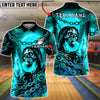BlueJose Bowling & Pins Flaming Skull Moon Rose Chain Customized Name, Team Name 3D Shirt (4 Colors)