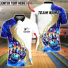 BlueJose Bowling And Pins Galaxy Strike Gold Flame Premium Design Customized Name, Team Name 3D Shirt (4 Colors)