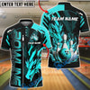 BlueJose Bowling & Pins Fire Dragon Strike Ball Customized Name, Team Name 3D Shirt (4 Colors)