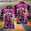 BlueJose Bowling And Pins Diamond Black Girl Pitbull Pink Galaxy Customized Name, Team Name 3D Shirt (6 Colors)
