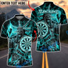 BlueJose Darts Statue of Liberty Skull Flame Multicolor Options Personalized Name Shirt (4 Colors)