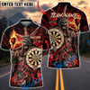 BlueJose Darts Statue of Liberty Skull Flame Multicolor Options Personalized Name Shirt (4 Colors)