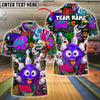 BlueJose Bowling Madness Graffiti Style Customized Name, Team Name 3D Shirt (4 Colors)