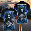 BlueJose Darts Dartboard Dark Gothic Fairy Girl Wings Roses Personalized Name, Team Name Unisex Shirt (4 Colors)