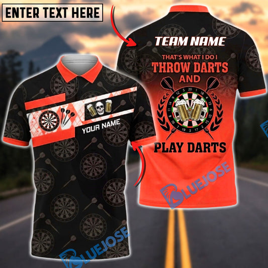 BlueJose Darts Beer Skull Black Gold Dartboard Pattern Throw Play Darts Slogan Personalized Name, Team Name Unisex Shirt (6 Colors)