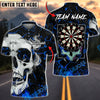 BlueJose Darts Skull Flame Art Personalized Name, Team Name Unisex Shirt (4 Colors)
