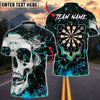 BlueJose Darts Skull Flame Art Personalized Name, Team Name Unisex Shirt (4 Colors)