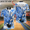 BlueJose Bowling And Pins Fire Dragon Bold Flame Artwork Customized Name, Team Name 3D Shirt (6 Colors)
