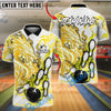 BlueJose Bowling And Pins Fire Dragon Bold Flame Artwork Customized Name, Team Name 3D Shirt (6 Colors)