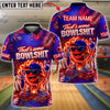 BlueJose Bowling And Pins Fiery Cartoon Ball Customized Name, Team Name 3D Shirt (4 Colors)