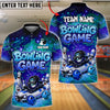 BlueJose Bowling And Pins Cartoon Galaxy Neon Funny Driving Ball Customized Name, Team Name 3D Shirt (4 Colors)