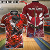 BlueJose Bowling And Pins Afro Samurai Warrior Katana Slash Blood Design Customized Name, Team Name 3D Shirt (4 Colors)