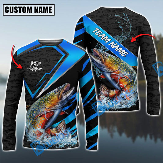 Bluejose Trout Fishing Premium Fish Pattern Name & Team Name 3D Shirts