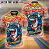 BlueJose Bowling And Pins Shark Happy Summer Customized Name, Team Name 3D Shirt (4 Colors)