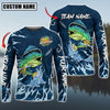 Bluejose Mahi-Mahi Fishing Navy Water Pattern Custom Name & Team Name 3D Shirts