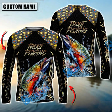 Bluejose Golden Trout Fishing Jumping Design Custom Name & Team Name 3D Shirts