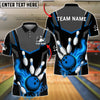 BlueJose Bowling And Pins Flaming Strike Customized Name, Team Name 3D Shirt (4 Colors)