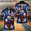 BlueJose Bowling & Pins American Flag Patriotic Eagle Strike Graphic Customized Name, Team Name 3D Shirt (4 Colors)