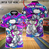BlueJose Bowling & Pins Cool Bunny Cartoon Pop Art Colorful Customized Name, Team Name 3D Shirt (4 Colors)