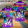 BlueJose Bowling & Pins Smile Face Neon Graffiti Customized Name, Team Name 3D Shirt (4 Colors)