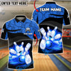BlueJose Bowling & Pins Flaming Striking Gray Black Geometric Customized Name, Team Name 3D Shirt (4 Colors)