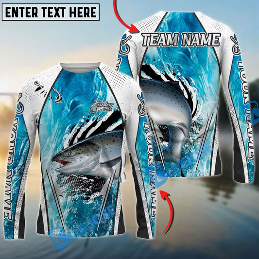 Bluejose Chinook Fishing Dynamic Water Splash Design Custom Name & Team Name 3D Shirts