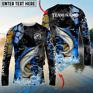 Bluejose Marlin Fishing Dark Water Art Style Custom Name & Team Name 3D Shirts