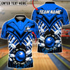 BlueJose Bowling & Pins Tech Armor Strike Explosion Customized Name, Team Name 3D Shirt (4 Colors)