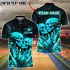 BlueJose Bowling & Pins Skull Rose Dark Gothic Couple Customized Name, Team Name 3D Shirt (4 Colors)