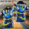 BlueJose Bowling & Pins Neon Splash Art Customized Name, Team Name 3D Shirt (4 Colors)