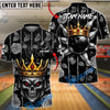 BlueJose Bowling & Pins King Skull Golden Rose Floral Customized Name, Team Name 3D Shirt (6 Colors)