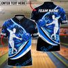 BlueJose Bowling & Pins Player Silhouette Flame Swoosh Customized Name, Team Name 3D Shirt (4 Colors)
