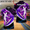 BlueJose Bowling & Pins Player Silhouette Flame Swoosh Customized Name, Team Name 3D Shirt (4 Colors)