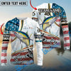 Bluejose Tuna Fishing USA Flag Dynamic Splash Custom Name & Team Name 3D Shirts