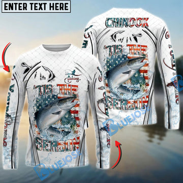Bluejose Chinook Salmon Fishing Aggressive Splash Design Custom Name & Team Name 3D Shirts