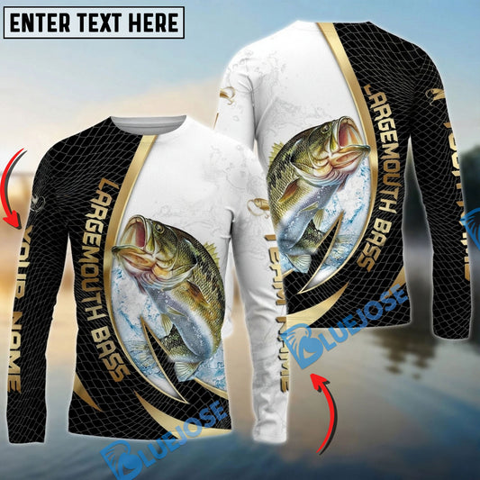 Bluejose Bass Fishing Gold Black Net Dynamic Jump Custom Name & Team Name 3D Shirts