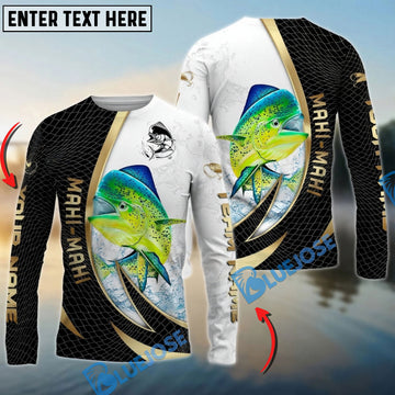 Bluejose Mahi-Mahi Fishing Gold Black Net Dynamic Jump Custom Name & Team Name 3D Shirts