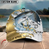 BlueJose Fishing Scale Pattern Gold Accent Water Splash Personalized Cap (13 Breeds)