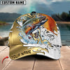 BlueJose Fishing Scale Pattern Gold Accent Water Splash Personalized Cap (13 Breeds)