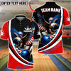 BlueJose Bowling & Pins Eagle American Flag Wings & Strike Ball Customized Name, Team Name 3D Shirt (4 Colors)