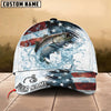 BlueJose Fishing Jump Action American Flag Water Splash Art Personalized Cap (12 Breeds)