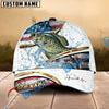 BlueJose Fishing Power Strike Vintage American Flag Design Personalized Cap (12 Breeds)