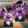 BlueJose Bowling & Pins Electric Strike Explosion Customized Name, Team Name 3D Shirt (4 Colors)
