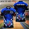 BlueJose Bowling & Pins Fire Ball American Style Strike Customized Name, Team Name 3D Shirt (4 Colors)