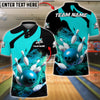 BlueJose Bowling & Pins Flame Swirl Power Shot Customized Name, Team Name 3D Shirt (4 Colors)