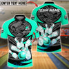 BlueJose Bowling & Pins Strike Glossy Pins Motion Art Customized Name, Team Name 3D Shirt (4 Colors)
