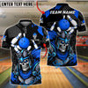 BlueJose Bowling & Pins Skull Knight Dark Power Strike Customized Name, Team Name 3D Shirt (4 Colors)