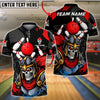 BlueJose Bowling & Pins Skull Knight Dark Power Strike Customized Name, Team Name 3D Shirt (4 Colors)